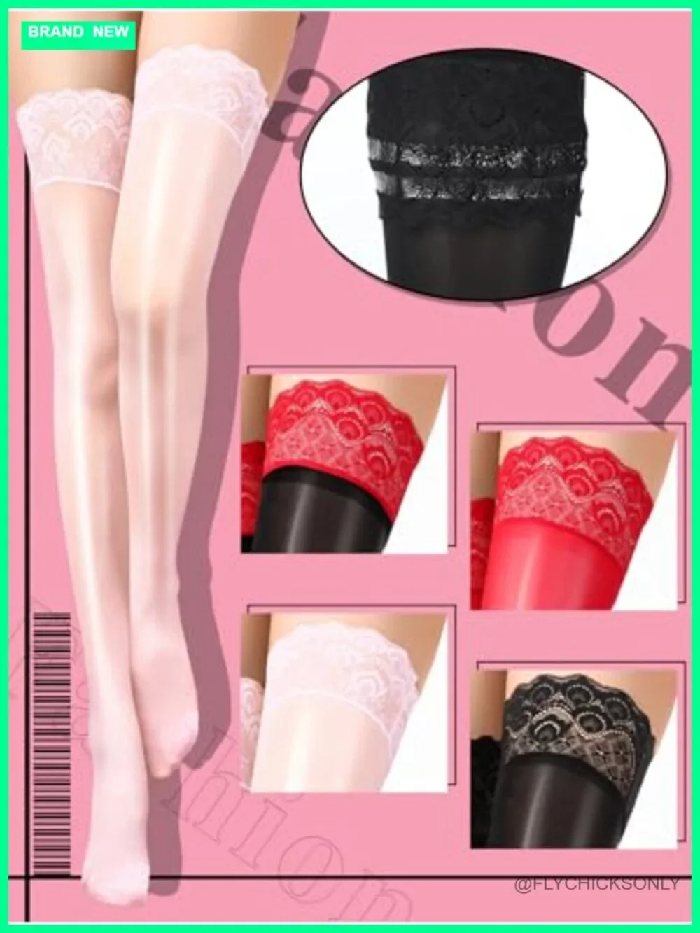 Shiny Thigh High Stockings Silicone Lace Top Stay Up Hosiery Sheer Tights